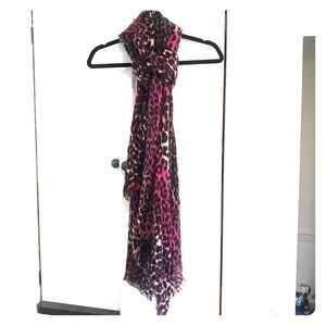 Long purple pink black leopard scarf